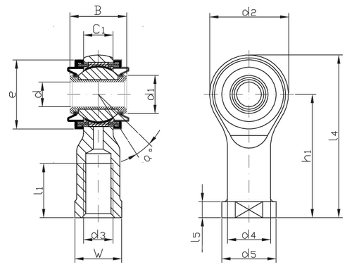 KIL 30-D2RS Askubal länkhuvud Ø25 mm (M30×2)