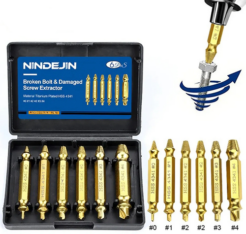 Skruvutdragarsats Titanpläterad HSS 4341 6-Bits